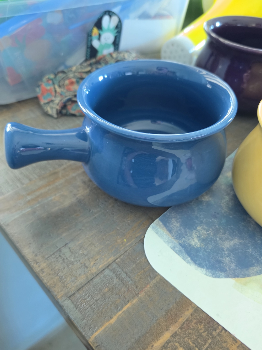 Set Of 4 Ceramic Soup Bowls with Handle